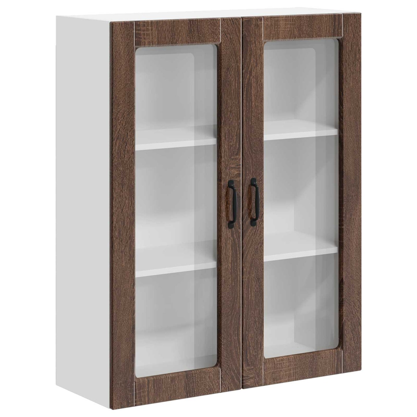 Wall Glass Cabinet LUCCA Brown Oak 80 x 31 x 100 cm