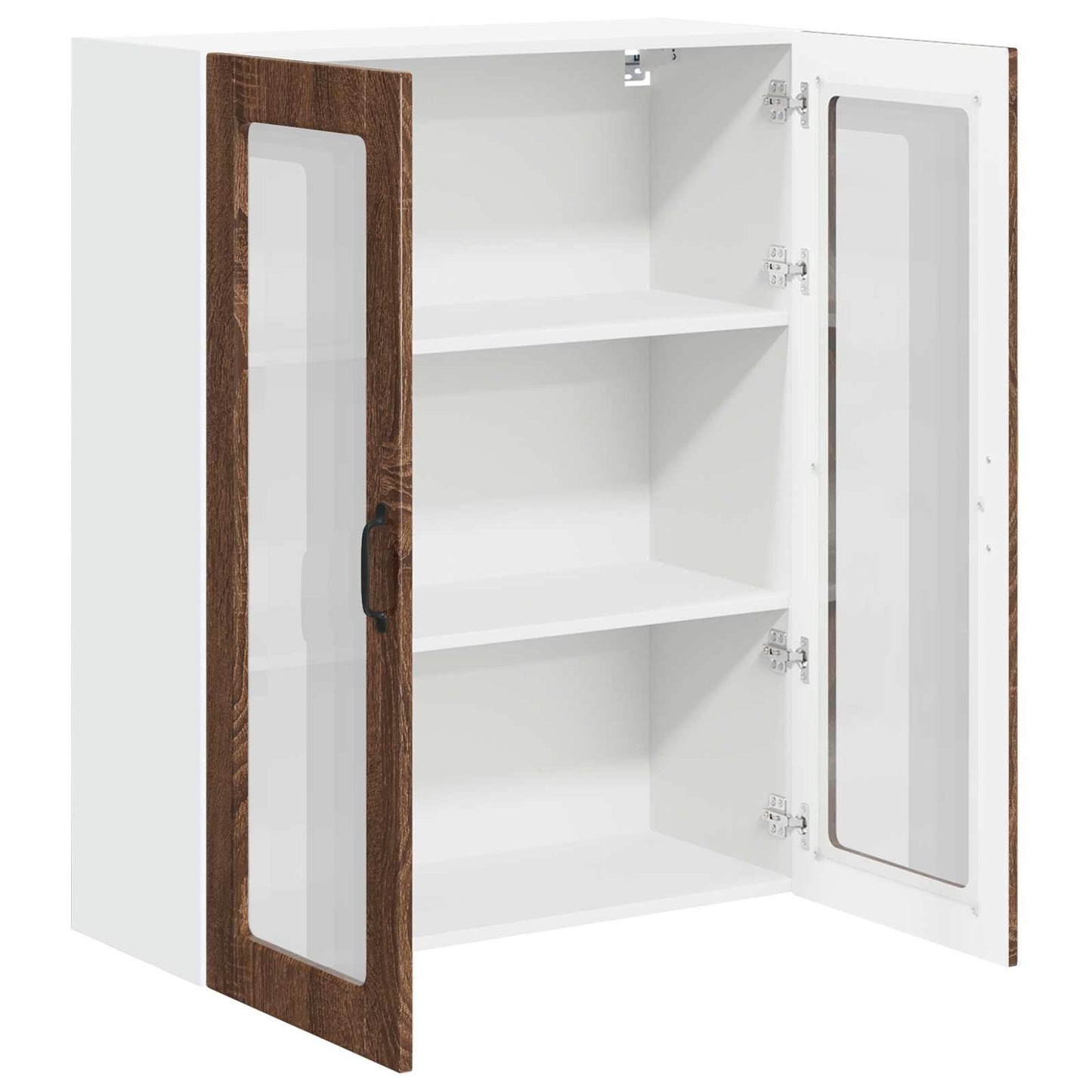 Wall Glass Cabinet LUCCA Brown Oak 80 x 31 x 100 cm