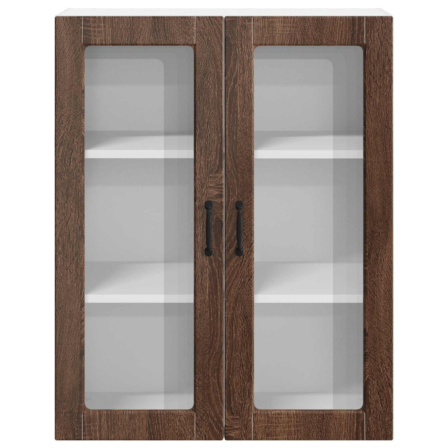 Wall Glass Cabinet LUCCA Brown Oak 80 x 31 x 100 cm