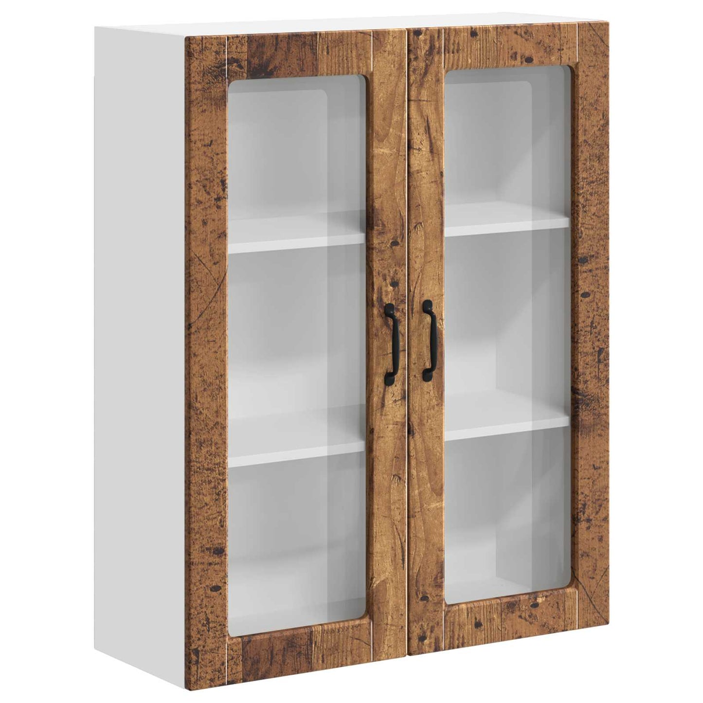 Wall Glass Cabinet LUCCA Old Wood 80 x 31 x 100 cm