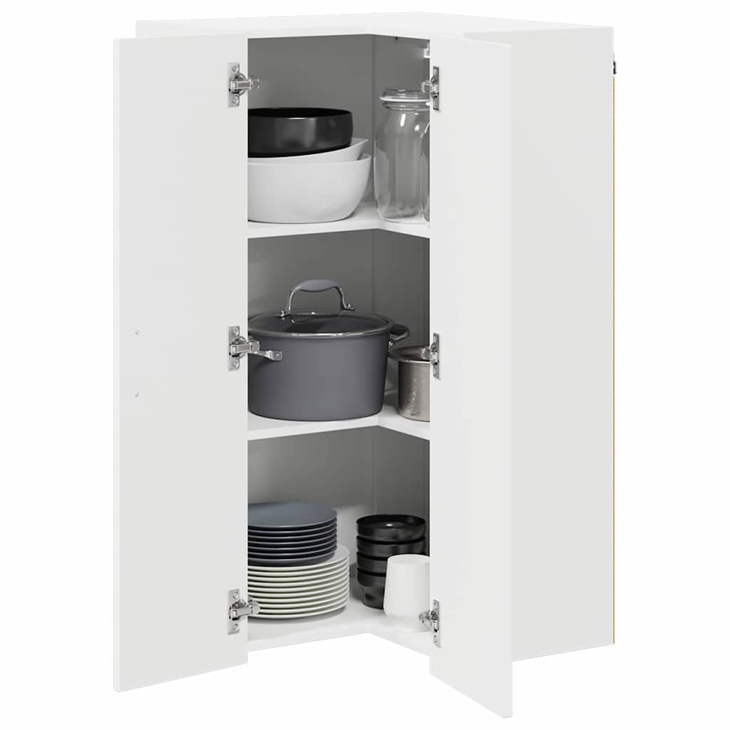 Wall Corner Cabinet LUCCA White 57 x 57 x 100 cm