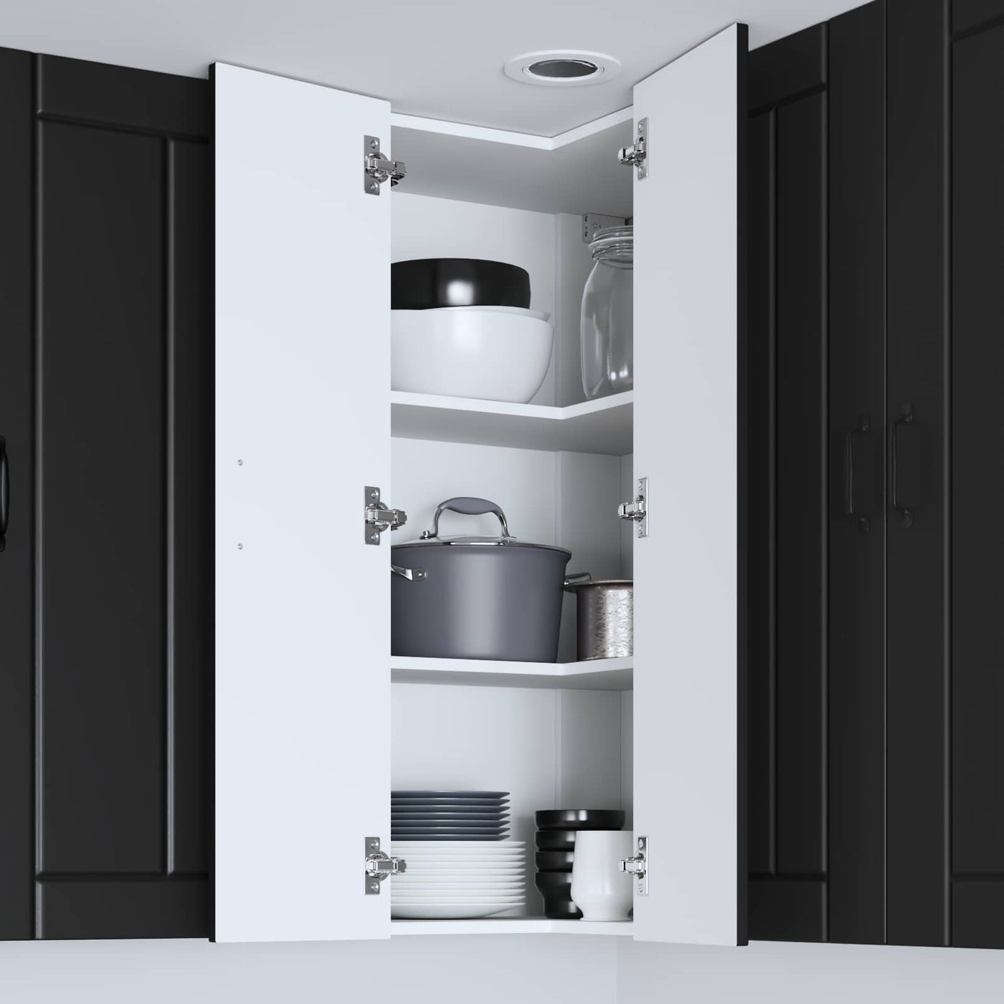 Wall Corner Cabinet LUCCA Black 57 x 57 x 100 cm