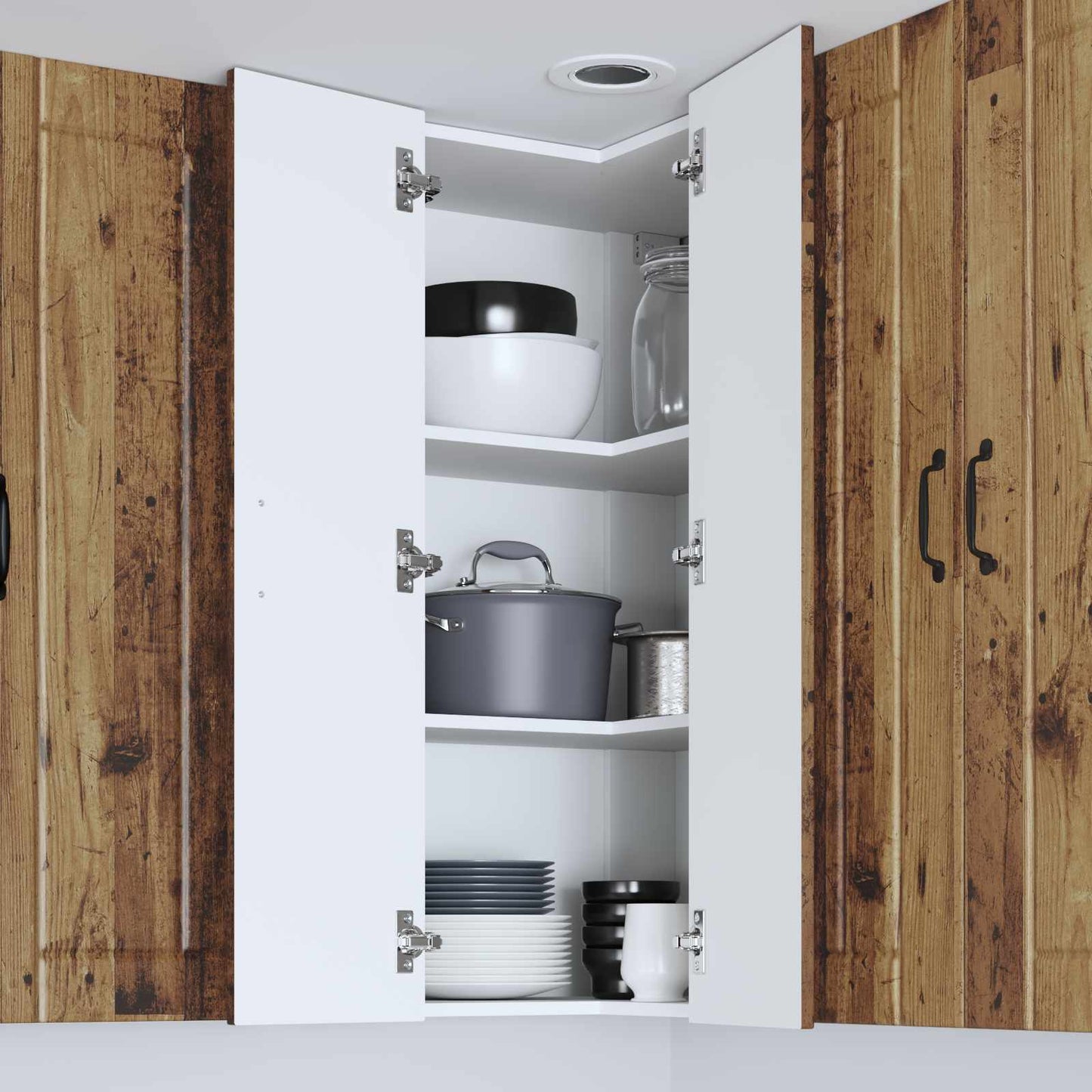 Wall Corner Cabinet LUCCA Old Wood 57 x 57 x 100 cm