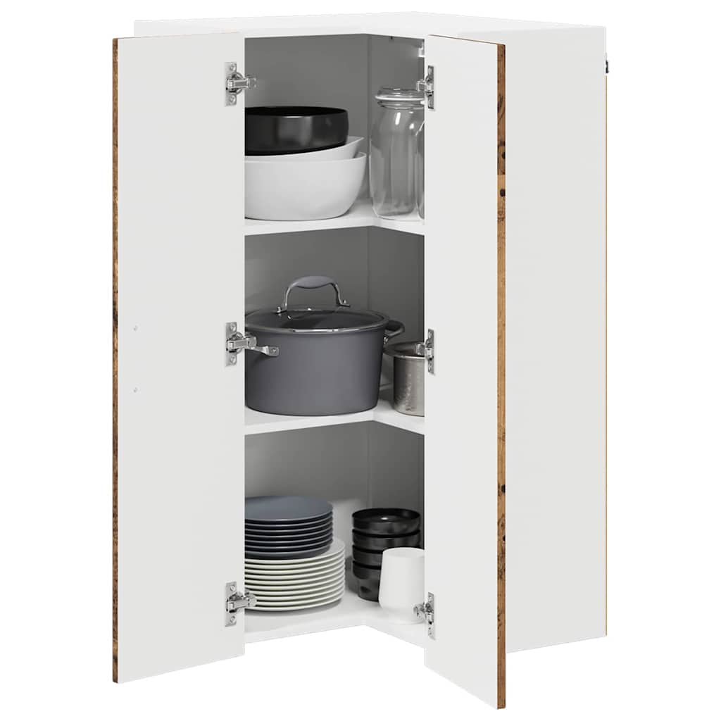 Wall Corner Cabinet LUCCA Old Wood 57 x 57 x 100 cm