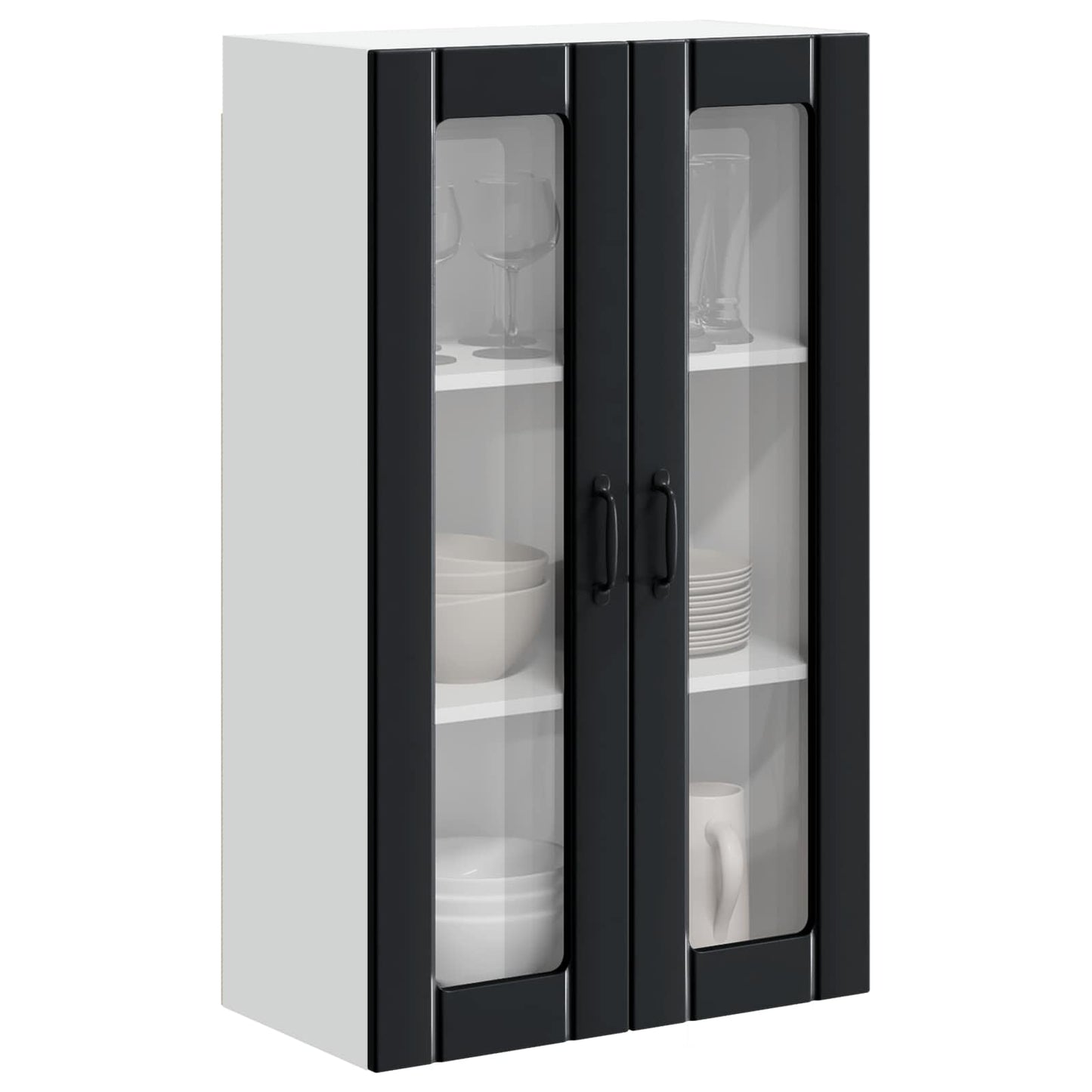 Wall Glass Cabinet LUCCA Black 60 x 31 x 100 cm Engineered Wood