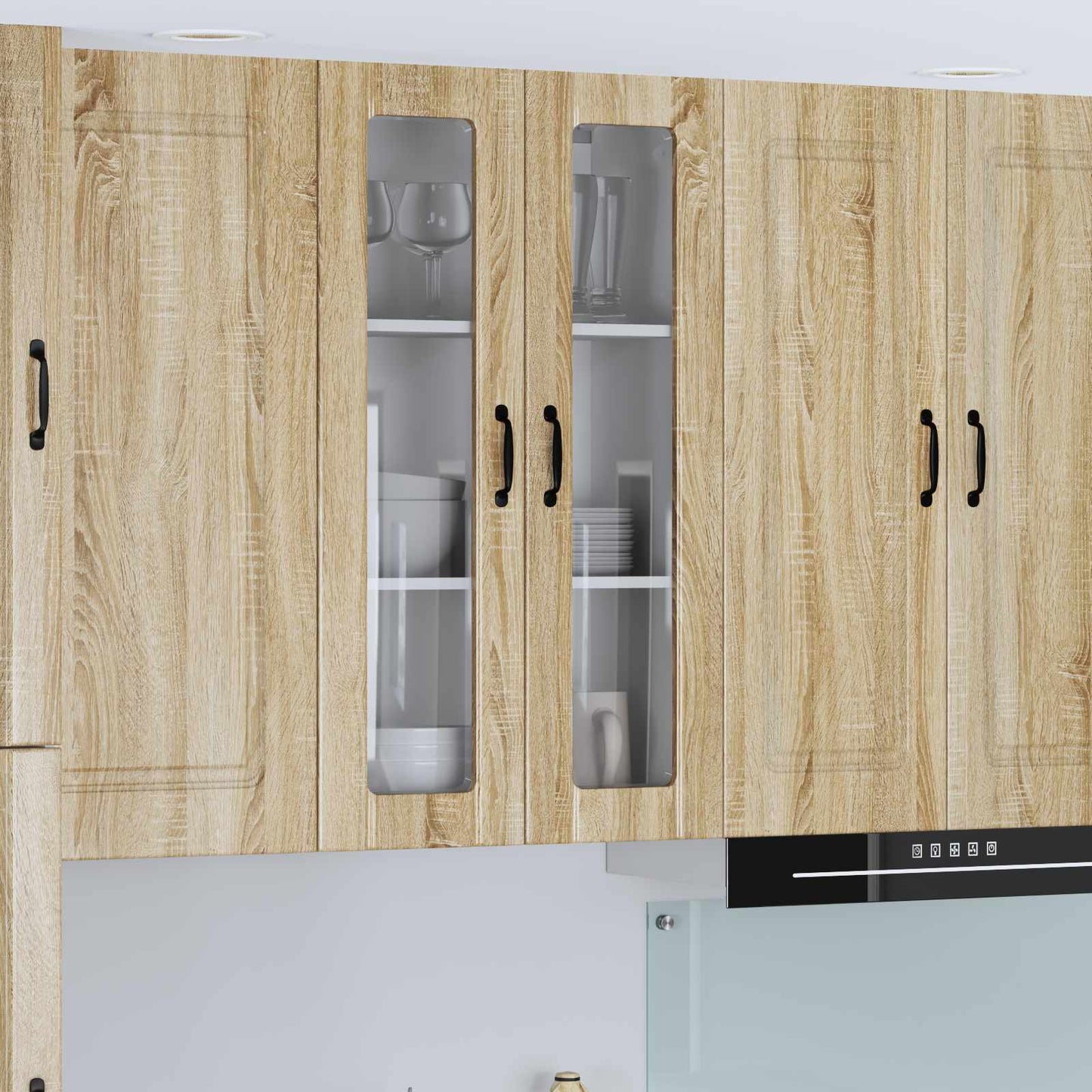 Wall Glass Cabinet LUCCA Sonoma Oak 60 x 31 x 100 cm