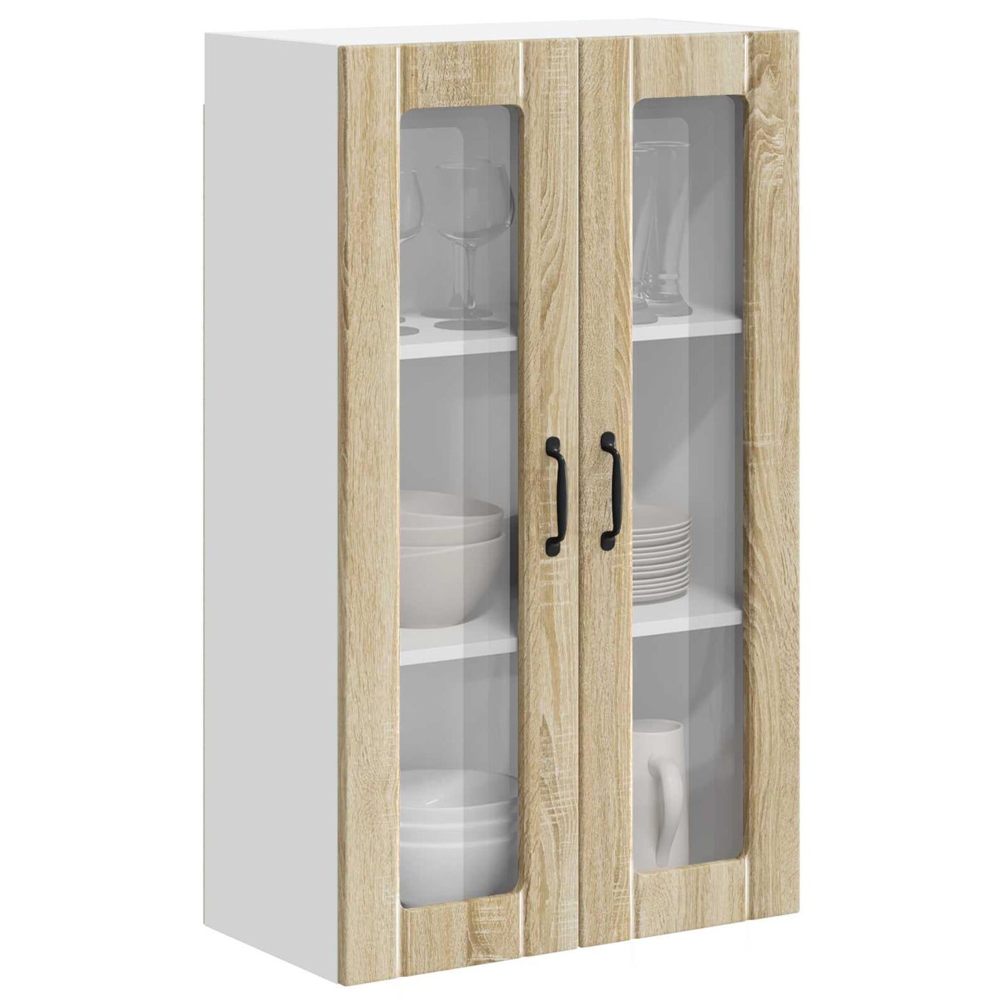 Wall Glass Cabinet LUCCA Sonoma Oak 60 x 31 x 100 cm