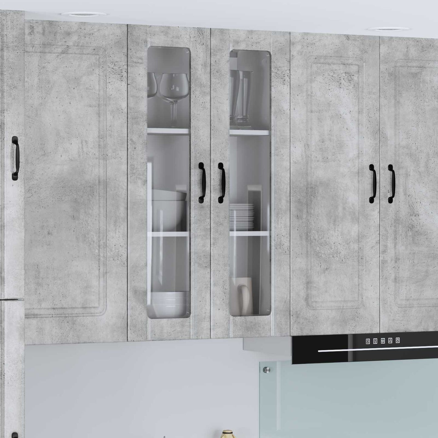 Wall Glass Cabinet LUCCA Concrete Grey 60 x 31 x 100 cm