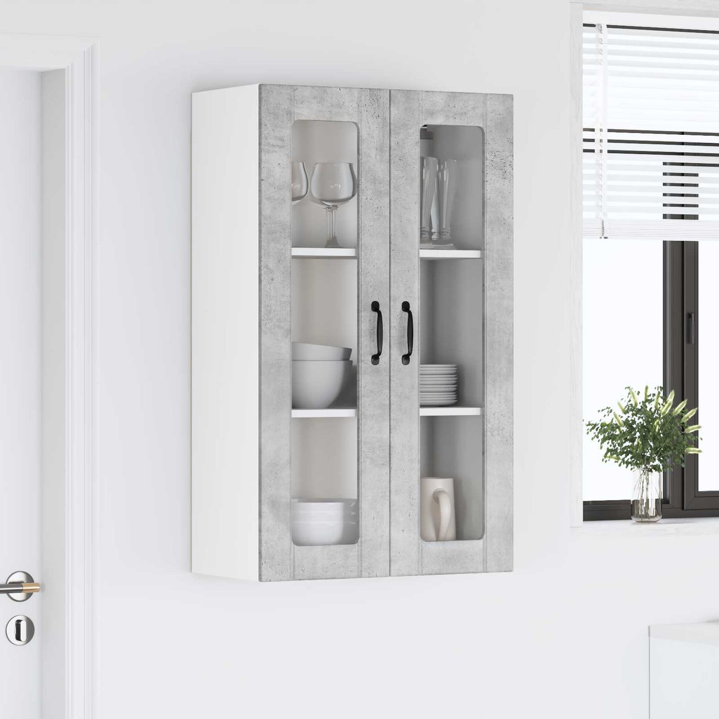 Wall Glass Cabinet LUCCA Concrete Grey 60 x 31 x 100 cm