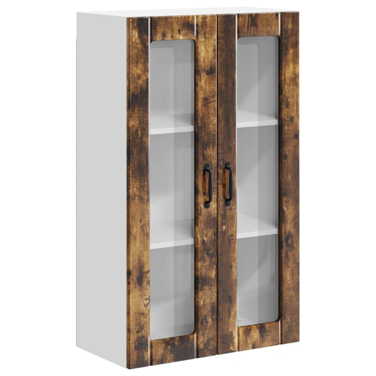 Wall Glass Cabinet LUCCA Smoked Oak 60 x 31 x 100 cm