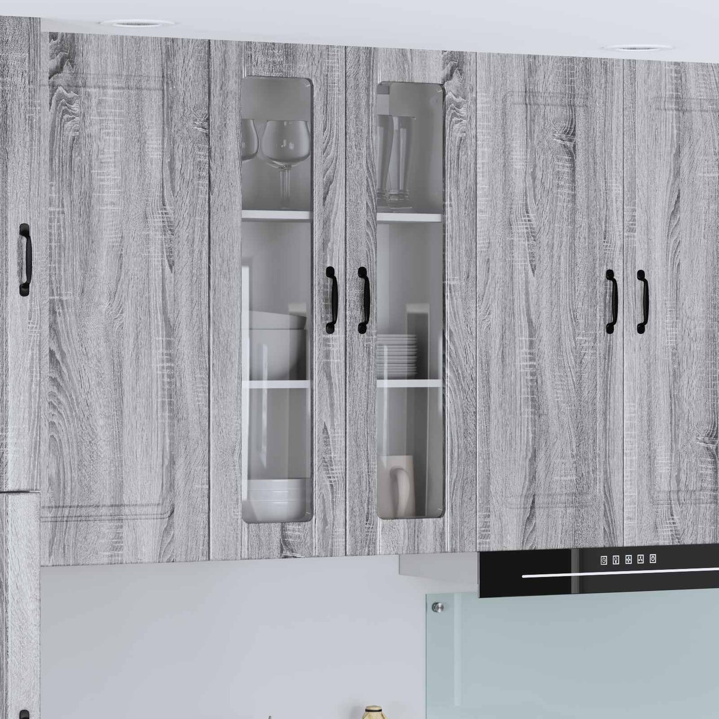 Wall Glass Cabinet LUCCA Grey Sonoma 60 x 31 x 100 cm
