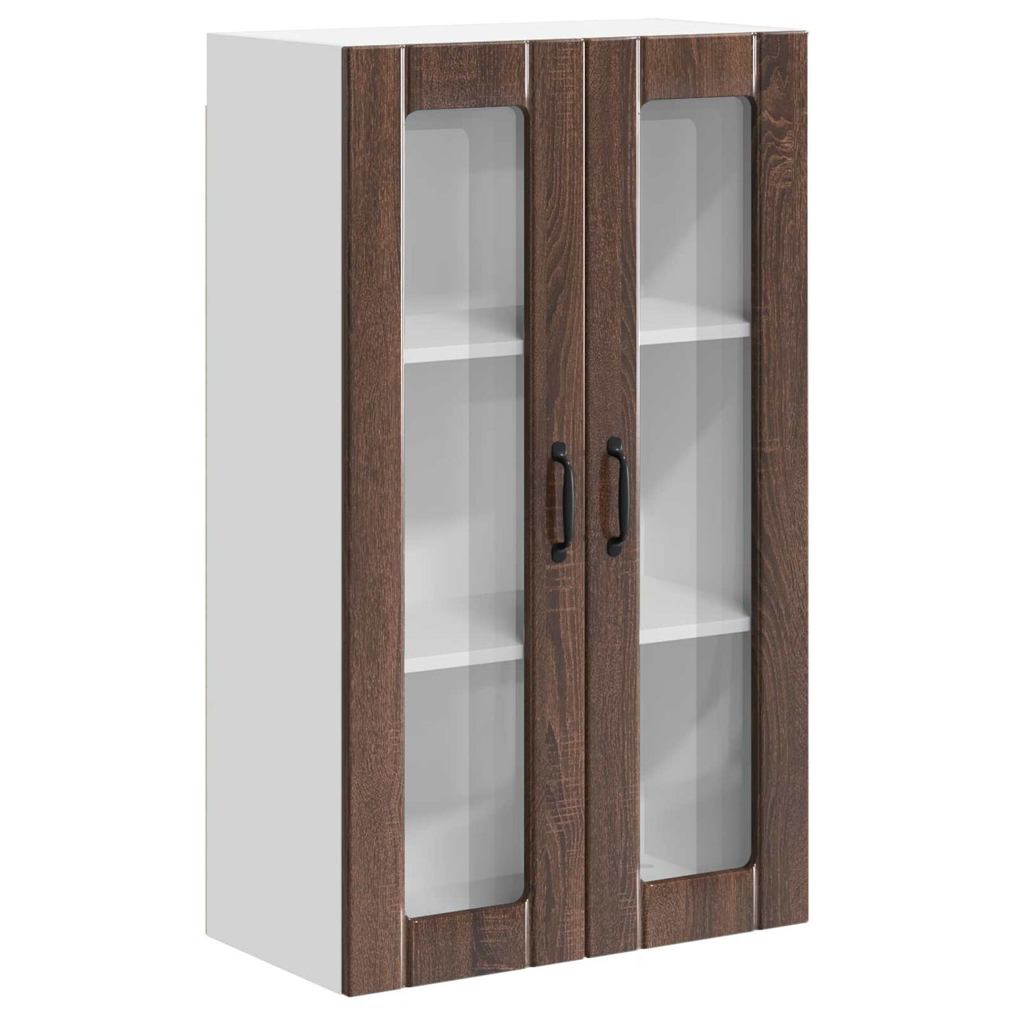 Wall Glass Cabinet LUCCA Brown Oak 60 x 31 x 100 cm