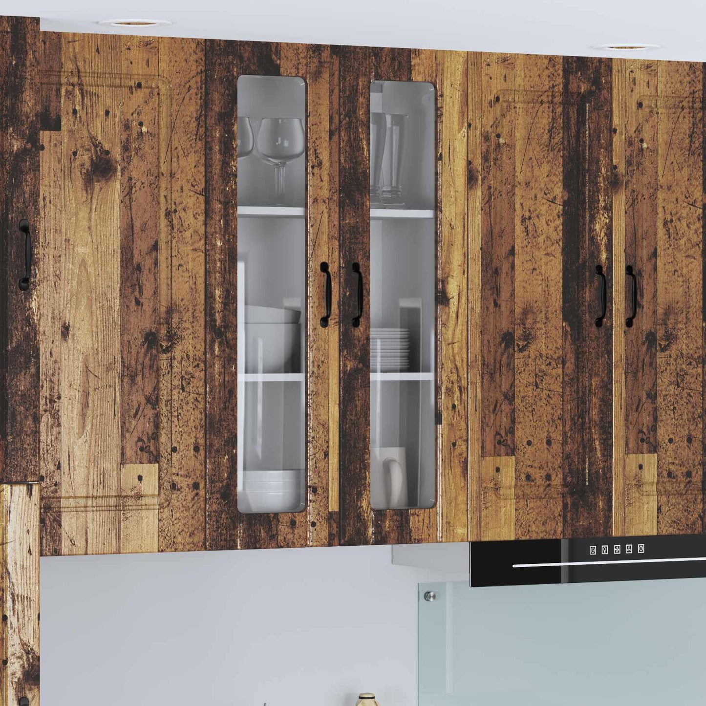 Wall Glass Cabinet LUCCA Old Wood 60 x 31 x 100 cm