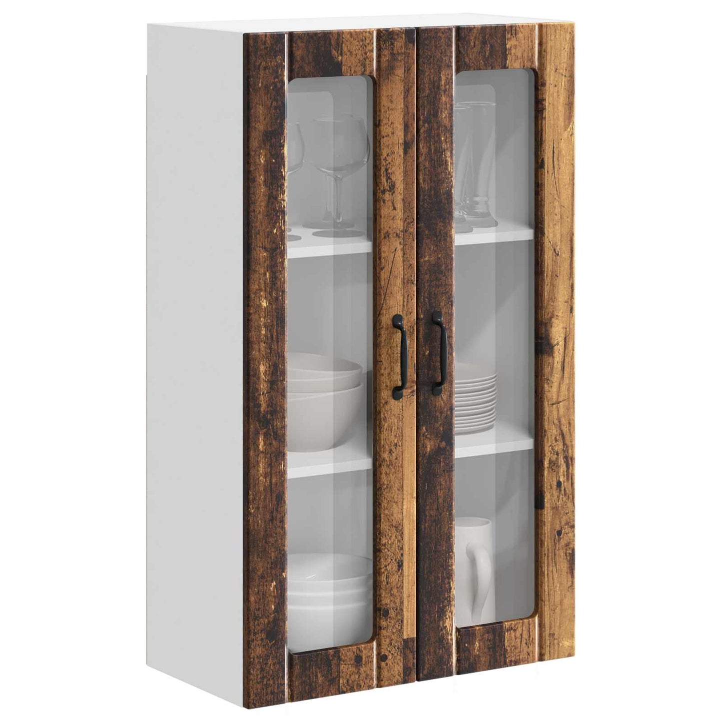 Wall Glass Cabinet LUCCA Old Wood 60 x 31 x 100 cm