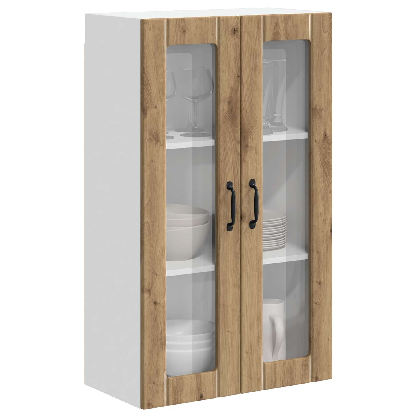 Wall Glass Cabinet LUCCA Artisan Oak 60 x 31 x 100 cm