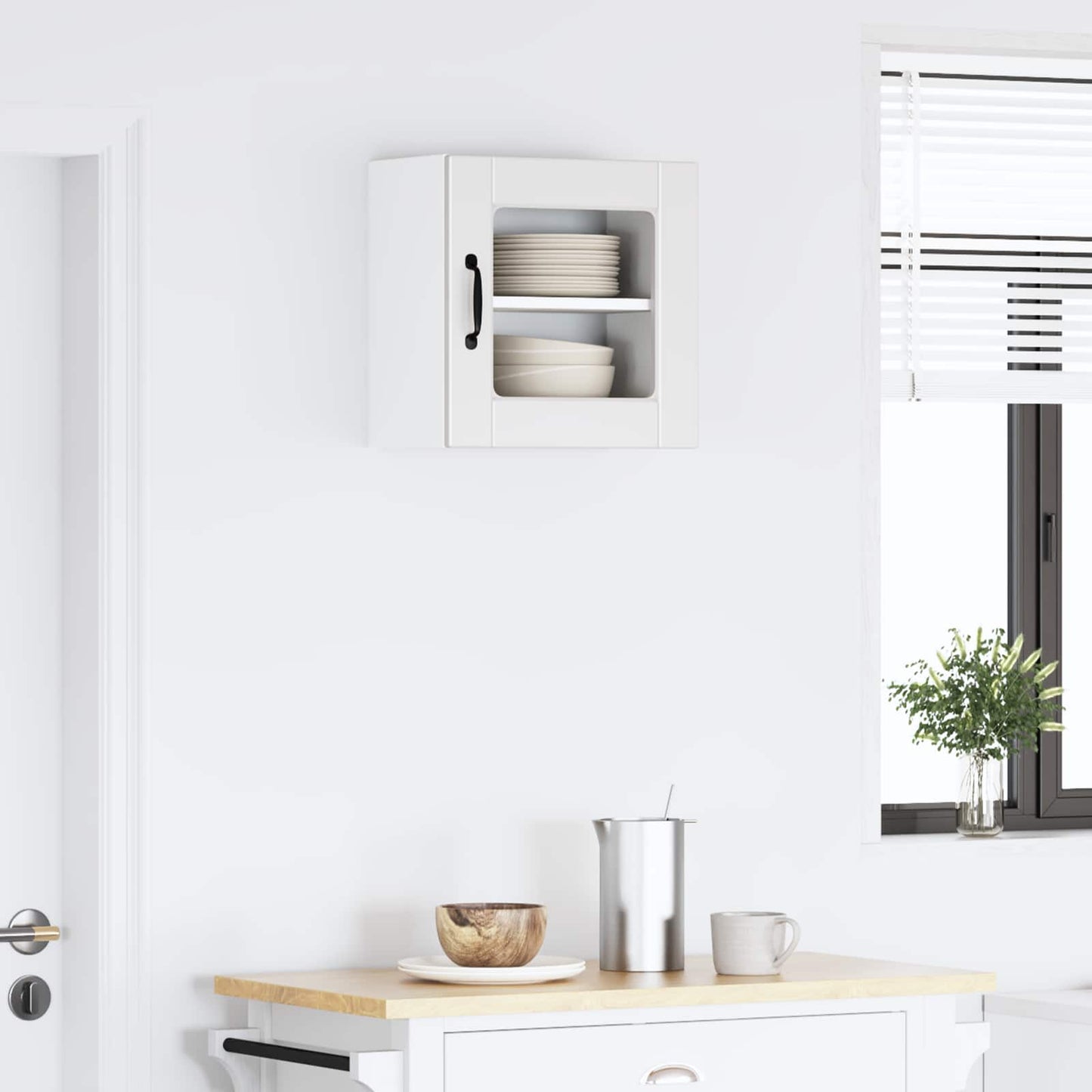 Wall Glass Cabinet PORTO White 40 x 31 x 40 cm Engineered Wood