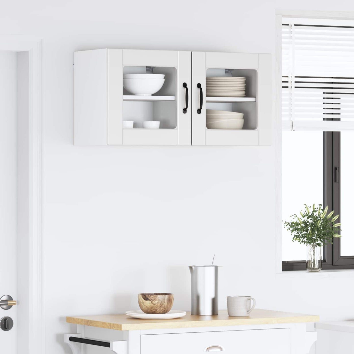 Wall Glass Cabinet PORTO 2 pcs White 40 x 31 x 40 cm