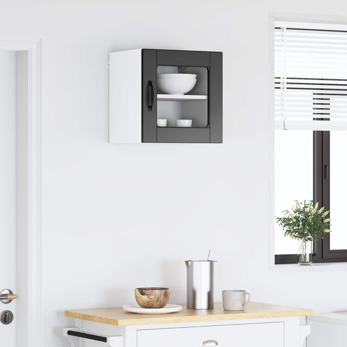 Wall Glass Cabinet PORTO Black 40 x 31 x 40 cm Engineered Wood