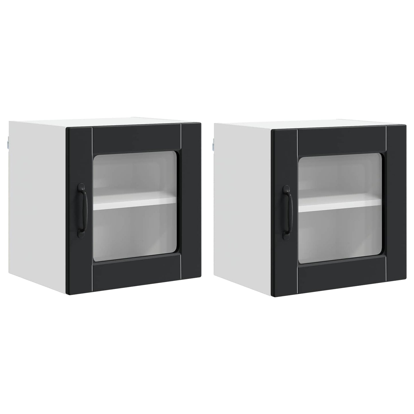 Wall Glass Cabinet PORTO 2 pcs Black 40 x 31 x 40 cm