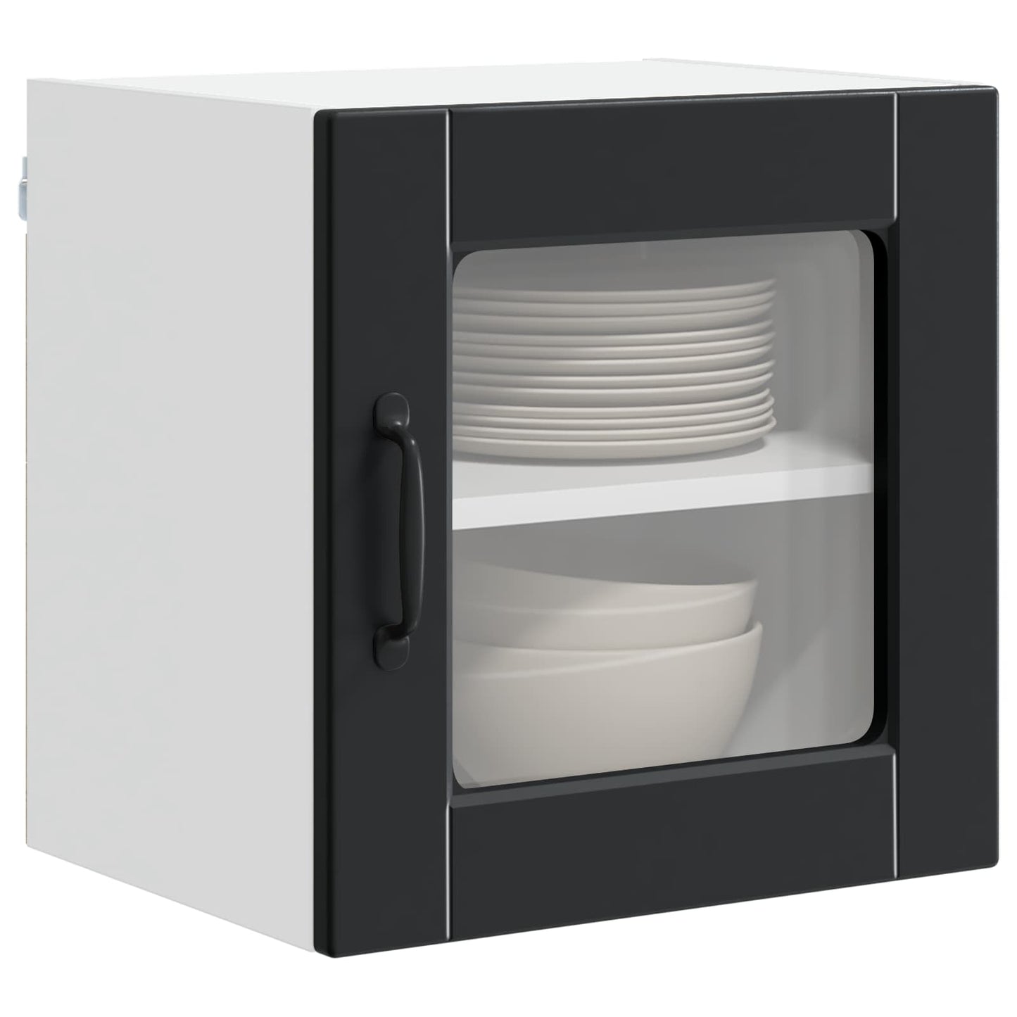 Wall Glass Cabinet PORTO 2 pcs Black 40 x 31 x 40 cm
