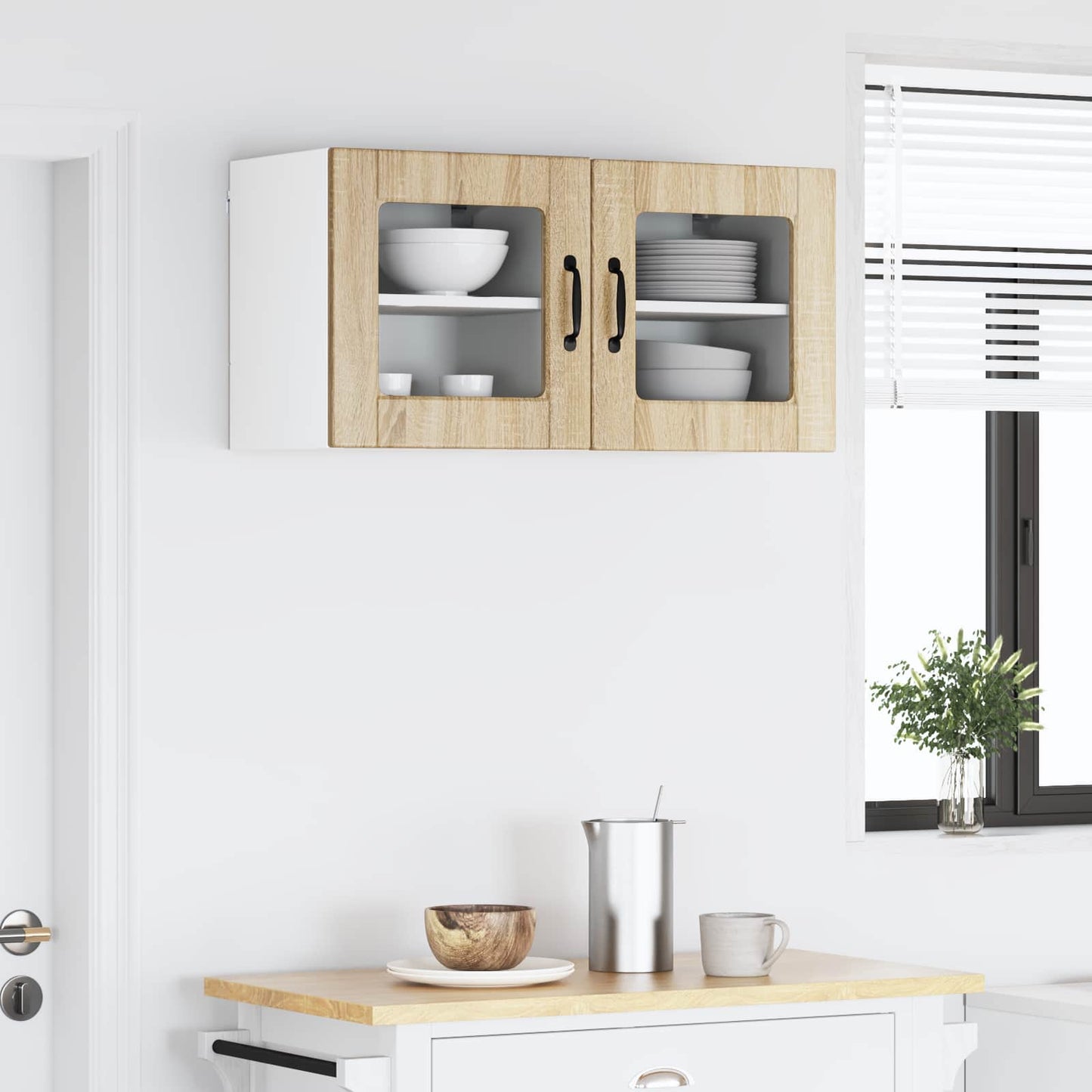 Wall Glass Cabinet PORTO 2 pcs Sonoma Oak 40 x 31 x 40 cm