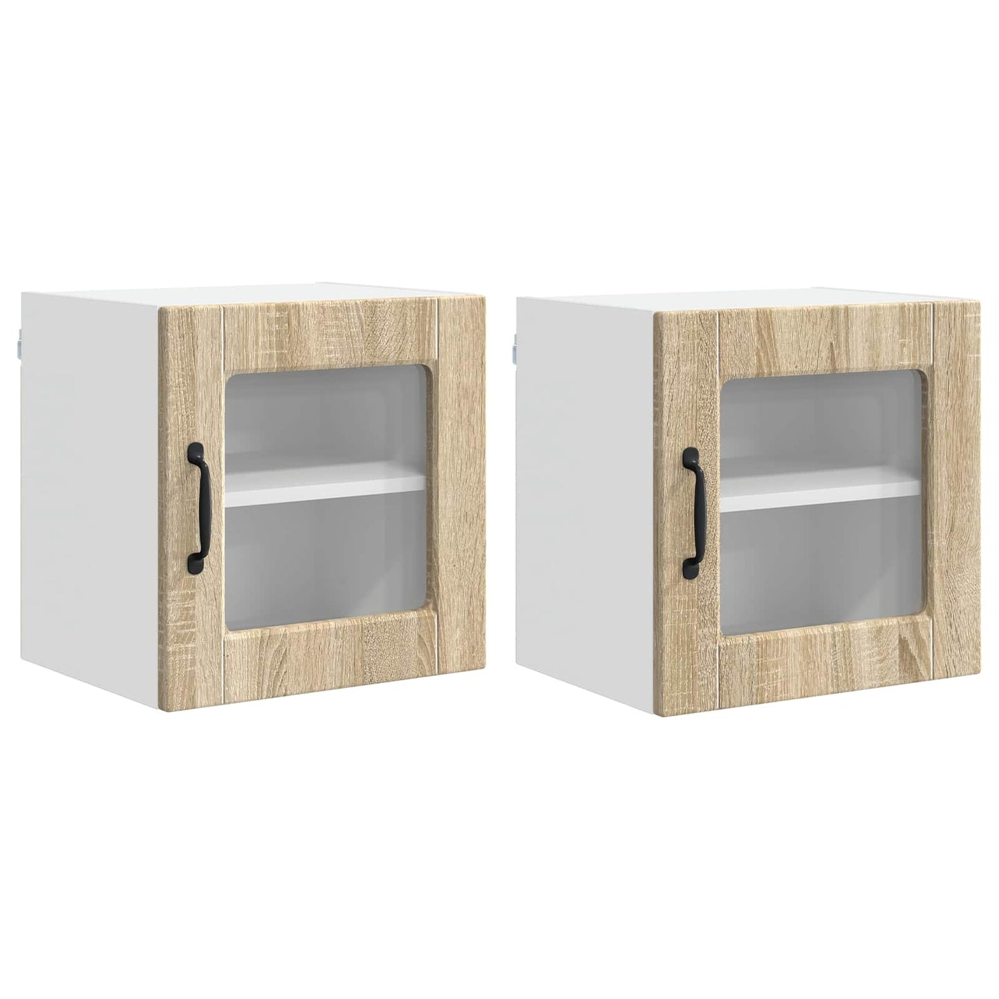 Wall Glass Cabinet PORTO 2 pcs Sonoma Oak Engineered Wood