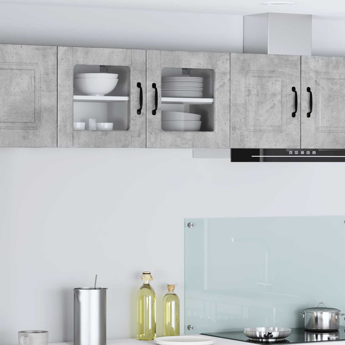 Wall Glass Cabinet PORTO 2 pcs Concrete Grey 40 x 31 x 40 cm