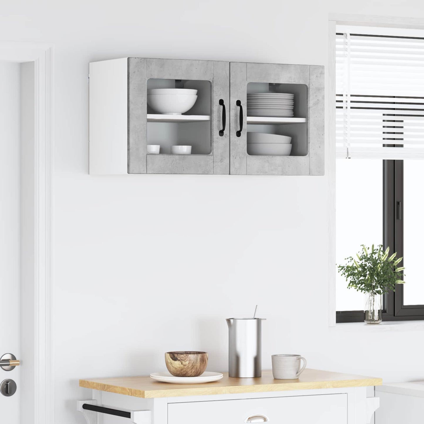 Wall Glass Cabinet PORTO 2 pcs Concrete Grey 40 x 31 x 40 cm