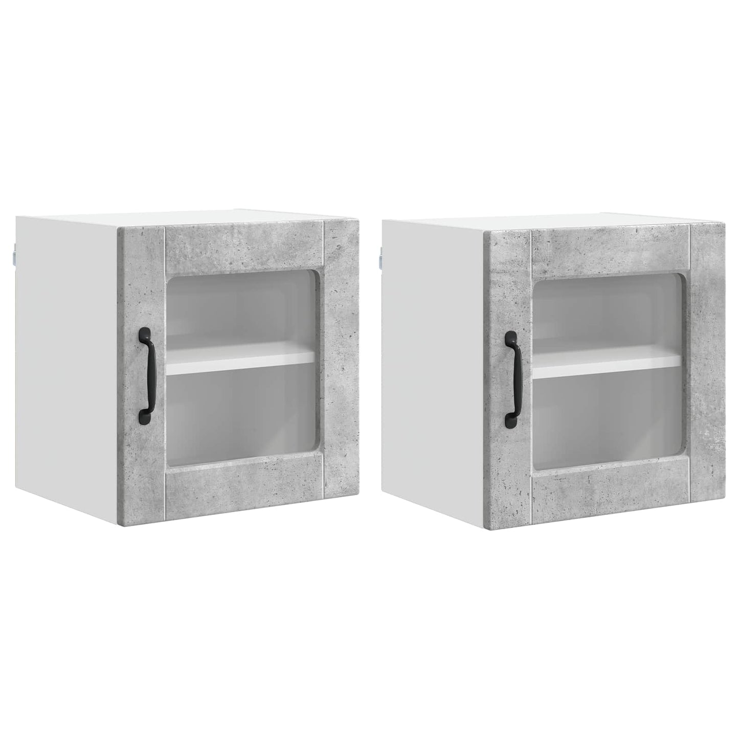 Wall Glass Cabinet PORTO 2 pcs Concrete Grey 40 x 31 x 40 cm