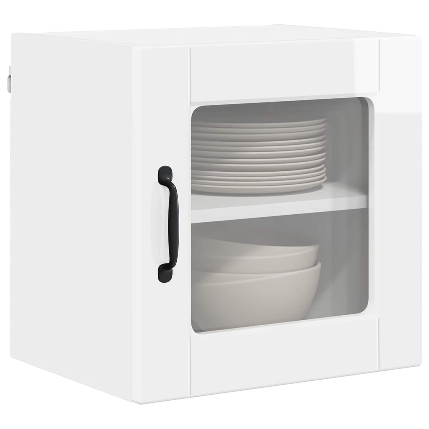 Wall Glass Cabinet PORTO High Gloss White 40 x 31 x 40 cm