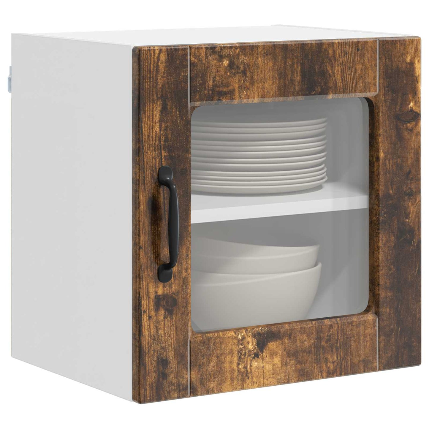Wall Glass Cabinet PORTO Smoked Oak 40 x 31 x 40 cm