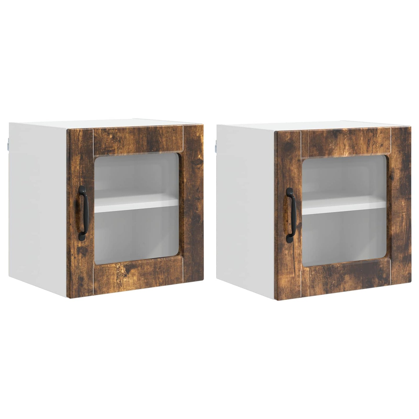 Wall Glass Cabinet PORTO 2 pcs Smoked Oak 40 x 31 x 40 cm