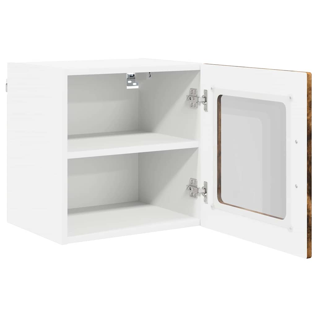 Wall Glass Cabinet PORTO 2 pcs Smoked Oak 40 x 31 x 40 cm