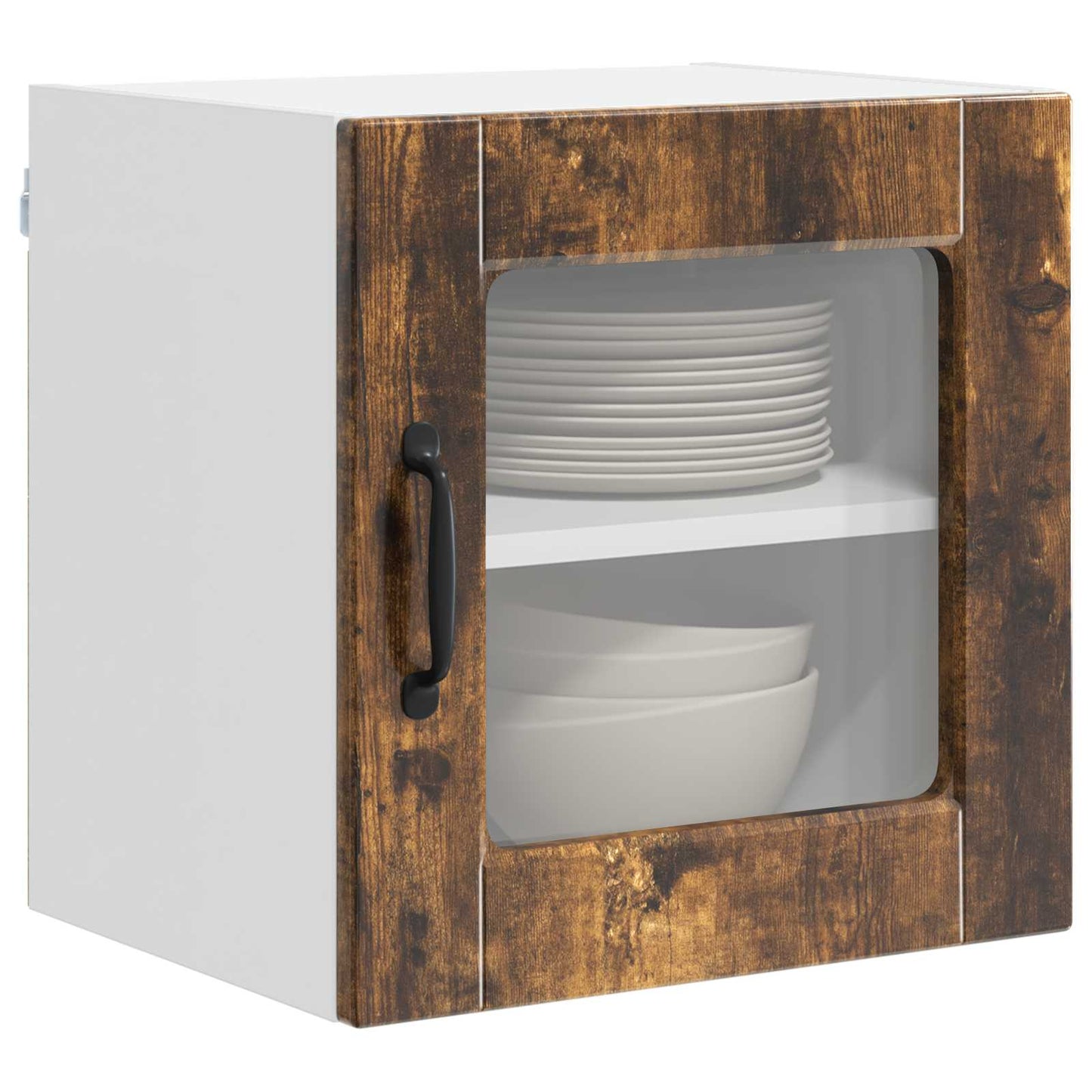 Wall Glass Cabinet PORTO 2 pcs Smoked Oak 40 x 31 x 40 cm