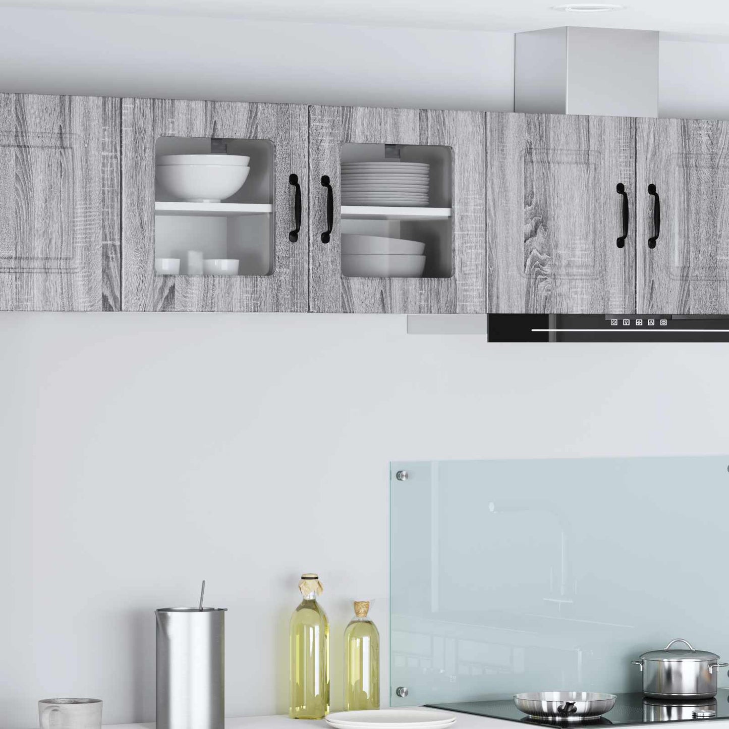 Wall Glass Cabinet PORTO 2 pcs Grey Sonoma 40 x 31 x 40 cm