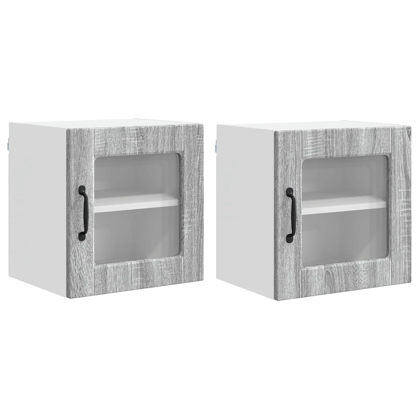 Wall Glass Cabinet PORTO 2 pcs Grey Sonoma 40 x 31 x 40 cm
