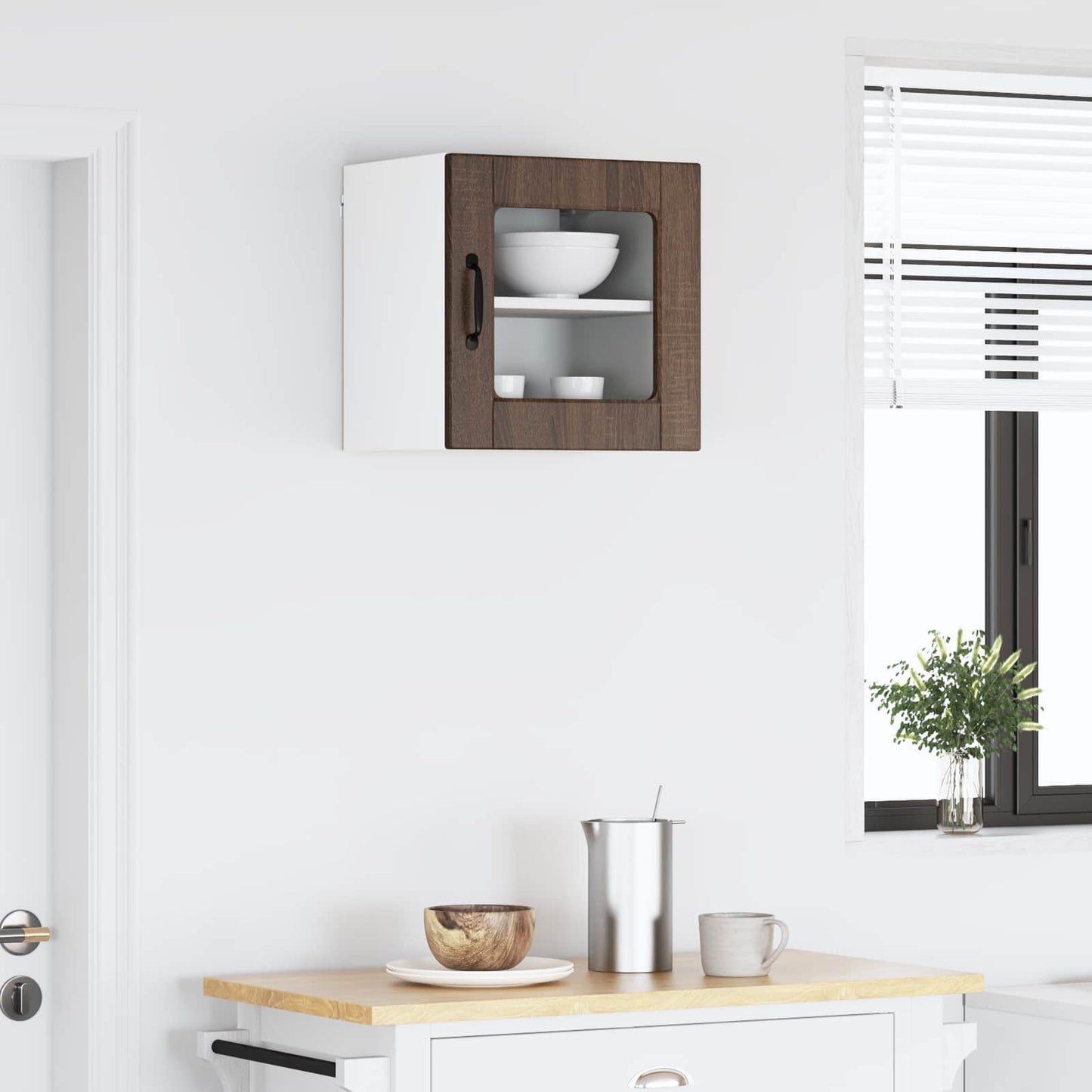 Wall Glass Cabinet Brown Oak 40 x 31 x 40 cm Engineered Wood