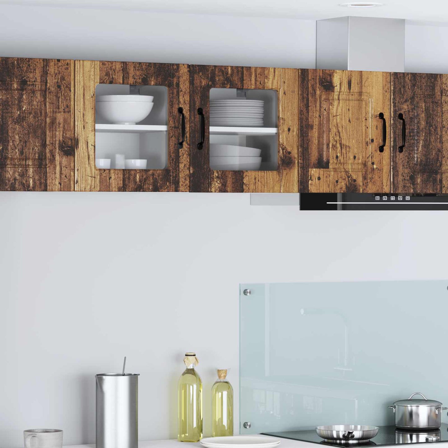 Wall Glass Cabinet PORTO Old Wood 40 x 31 x 40 cm