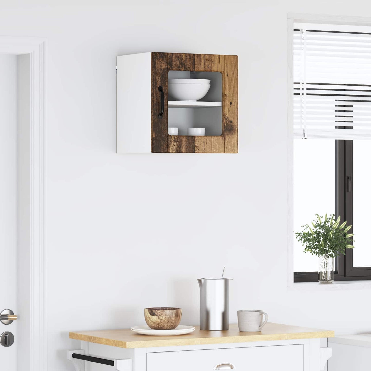 Wall Glass Cabinet PORTO Old Wood 40 x 31 x 40 cm