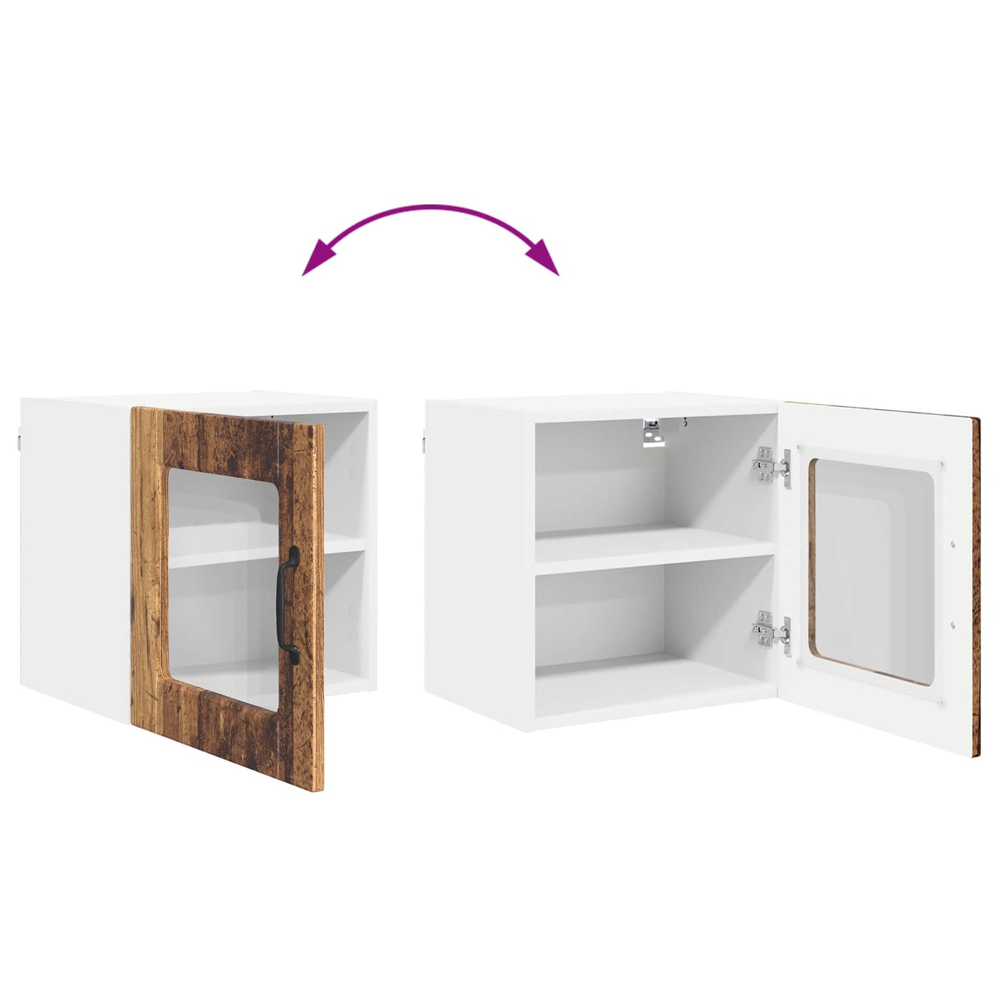 Wall Glass Cabinet PORTO Old Wood 40 x 31 x 40 cm