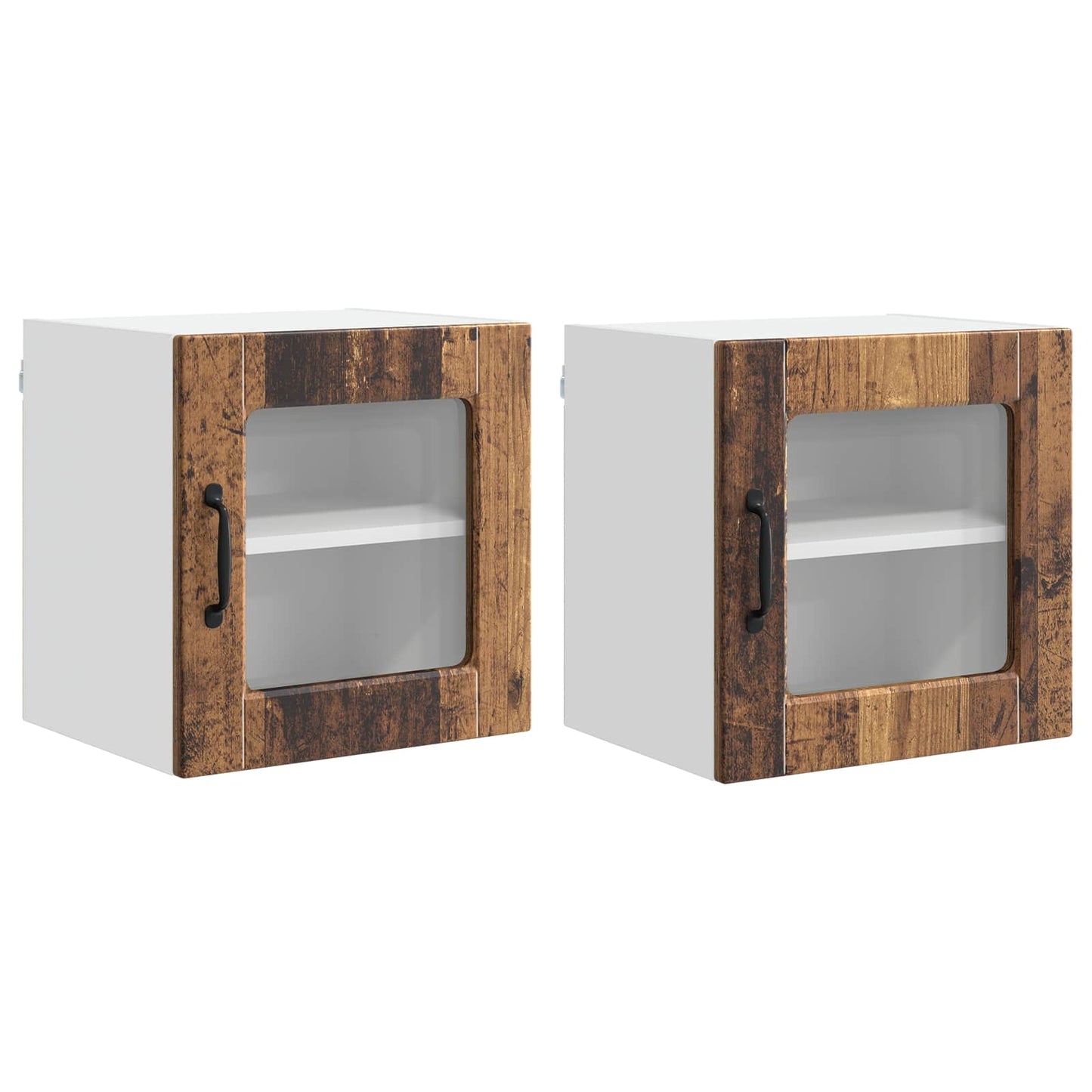 Wall Glass Cabinet PORTO 2 pcs Old Wood 40 x 31 x 40 cm