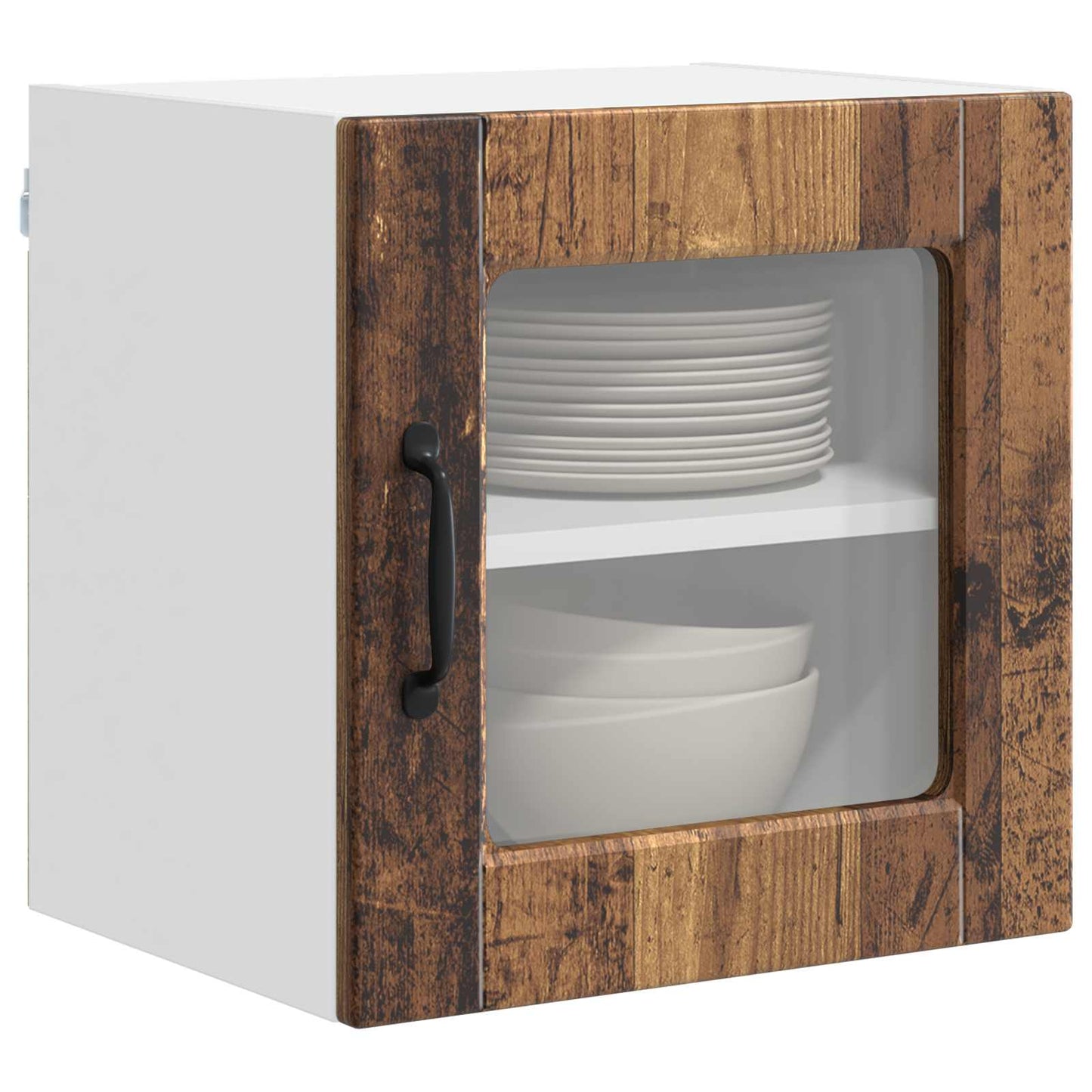 Wall Glass Cabinet PORTO 2 pcs Old Wood Engineered Wood