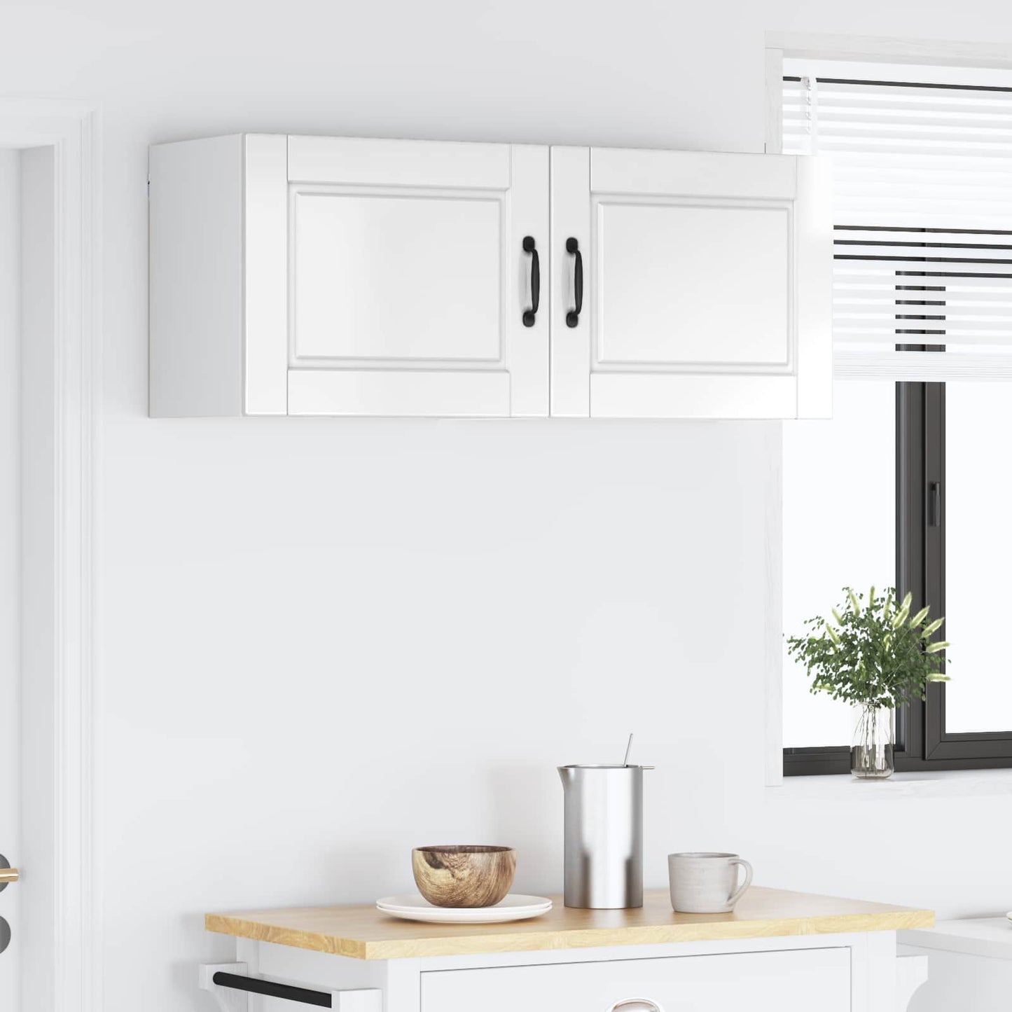 Wall Cabinet PORTO 2 pcs High Gloss White Engineered Wood