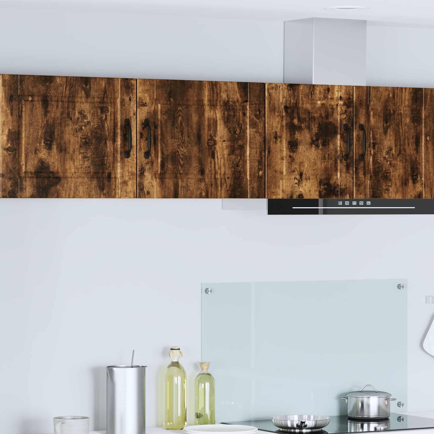 Wall Cabinet PORTO 2 pcs Smoked Oak Engineered Wood