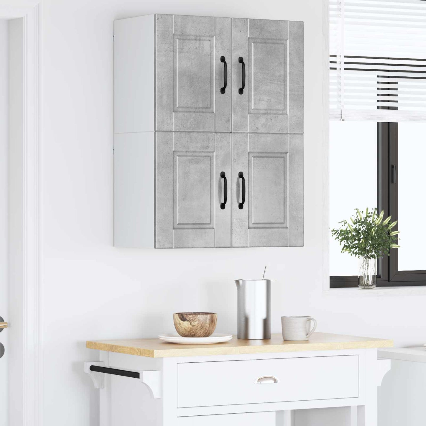 Wall Cabinet PORTO 2 pcs Concrete Grey Engineered Wood