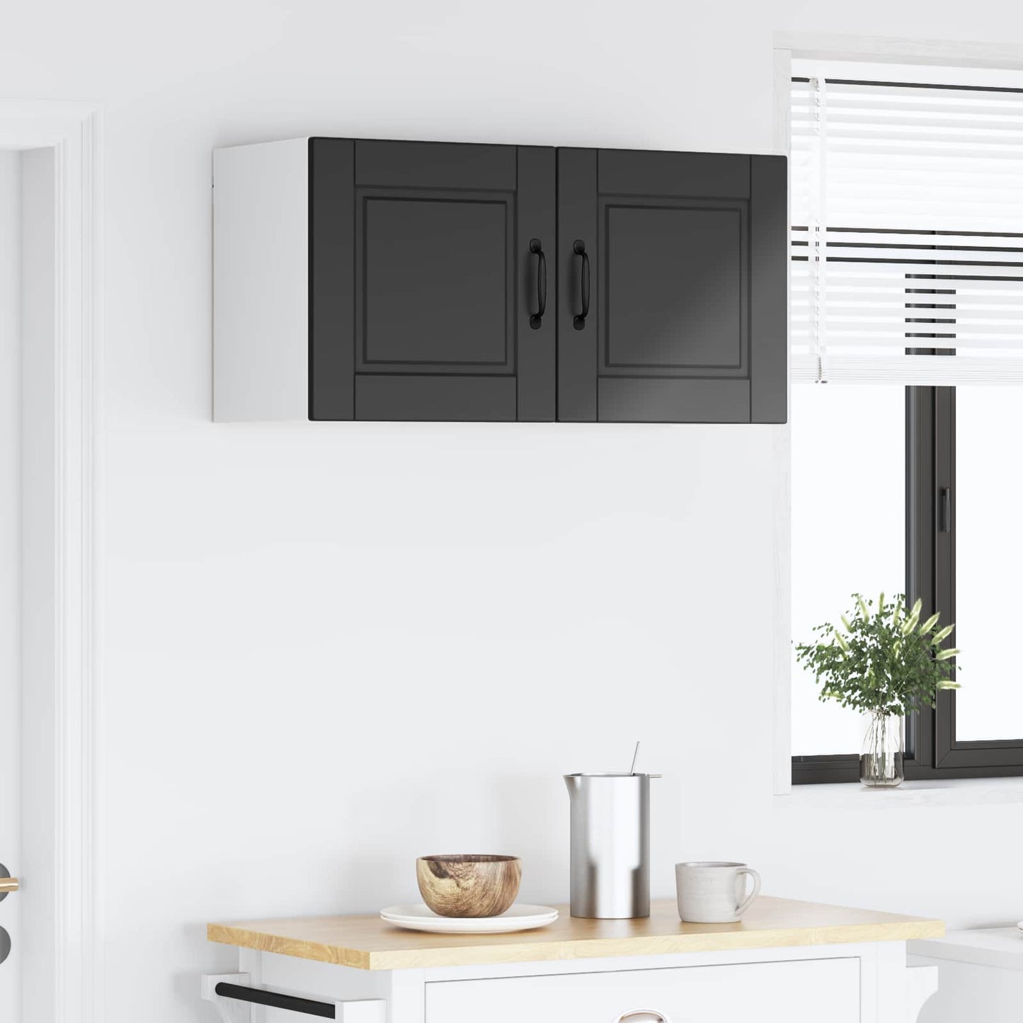 Wall Cabinet PORTO Black 80 x 31 x 40 cm Engineered Wood