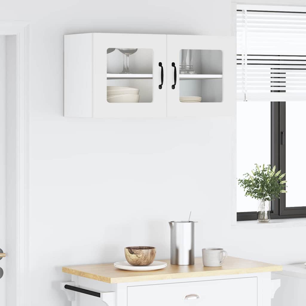 Wall Glass Cabinet White 80 x 31 x 40 cm Engineered Wood