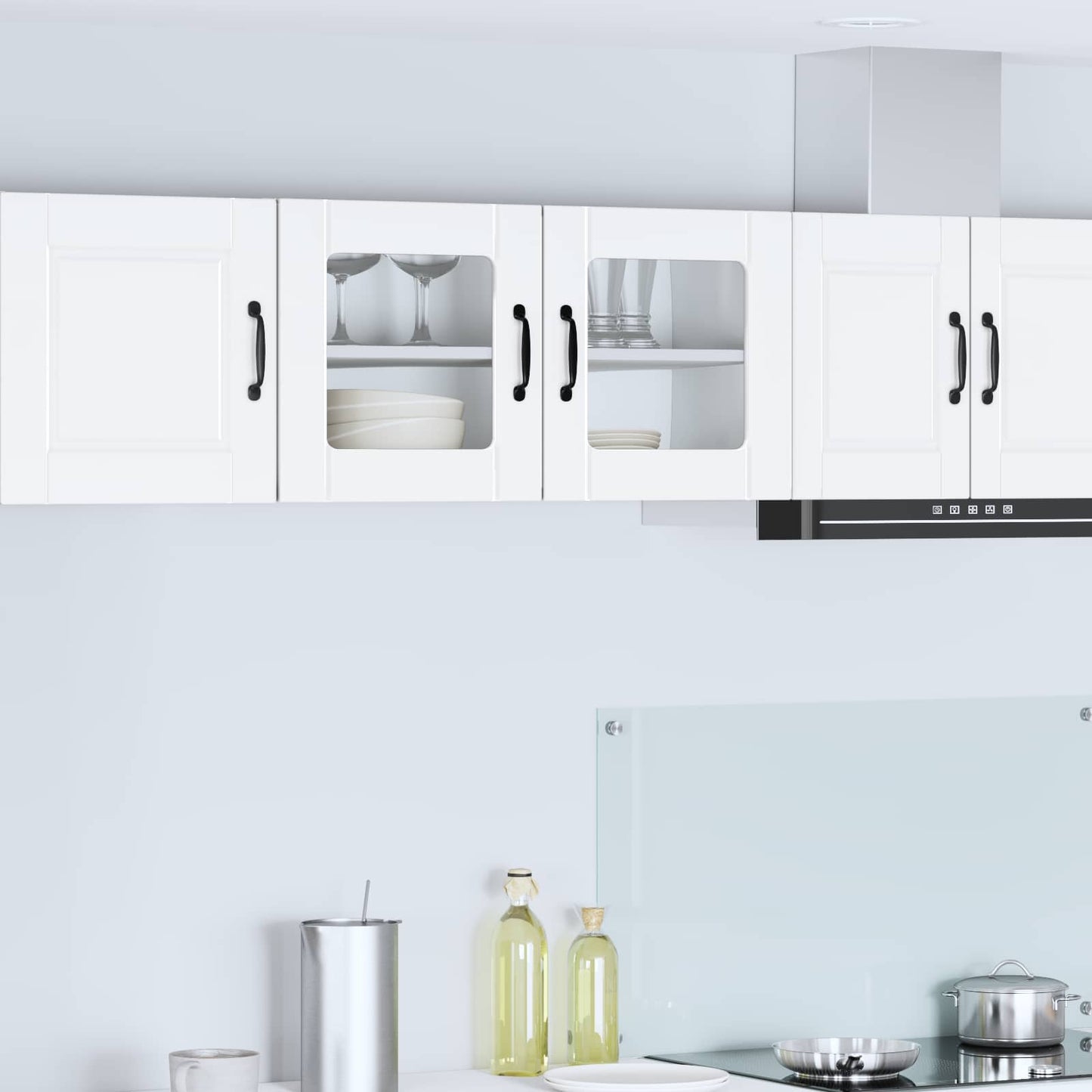 Wall Glass Cabinet PORTO White 80 x 31 x 40 cm Engineered Wood
