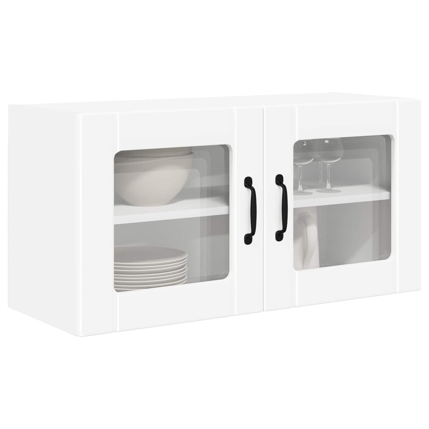 Wall Glass Cabinet PORTO White 80 x 31 x 40 cm Engineered Wood