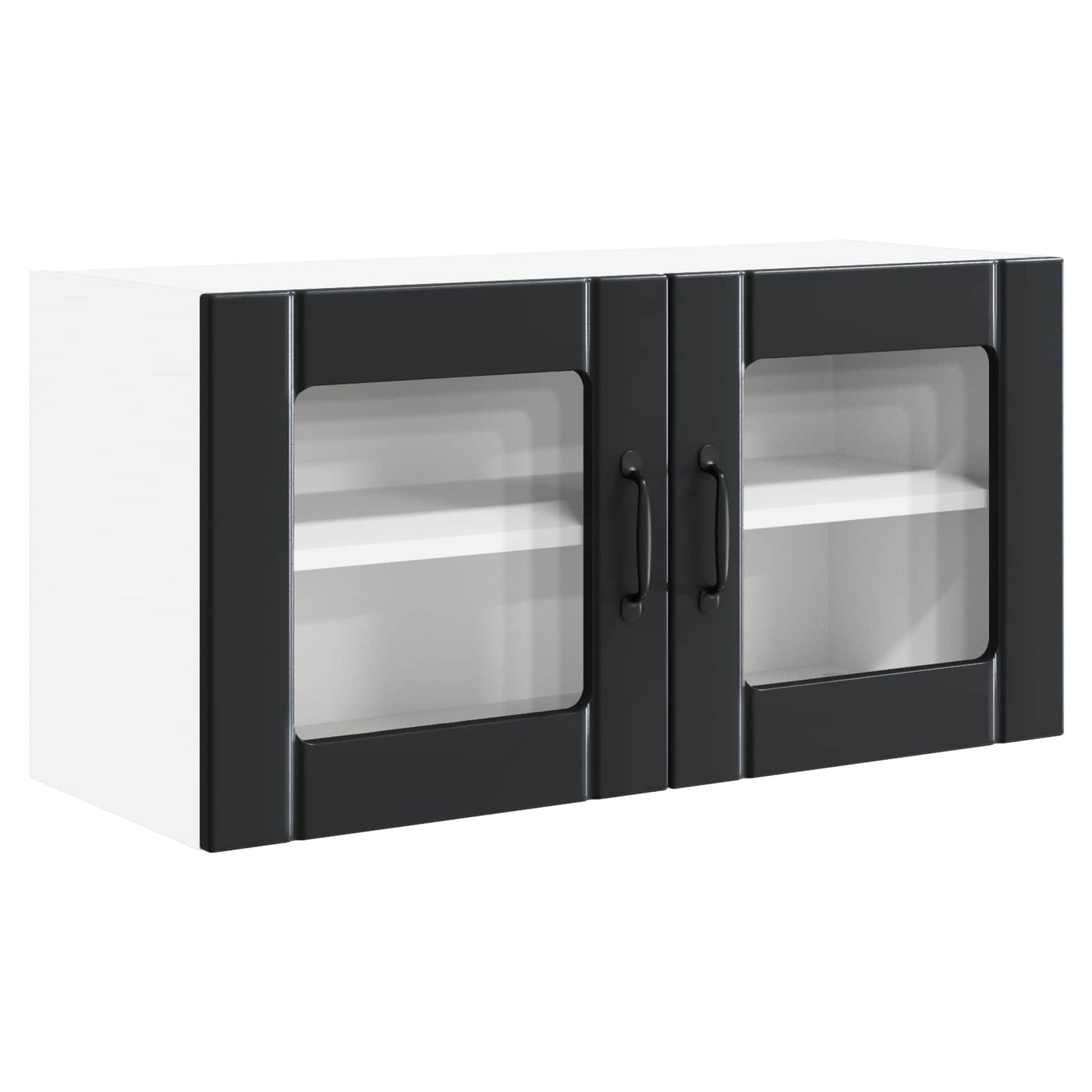Wall Glass Cabinet PORTO Black 80 x 31 x 40 cm Engineered Wood